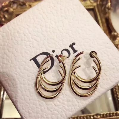 CD Dior Three Circles Stud Earrings  18K Gold Plated Most Fashion Accessory