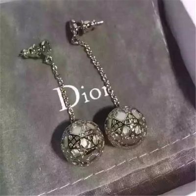 Christian Dior Silver Tone Resin Bead Secret Cannage Drop Earrings Replacement 