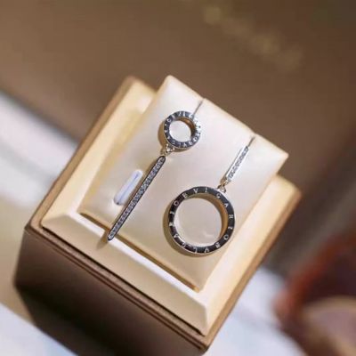 Nice Price  Bvlgari Asymmetry Wedding Earrings Gentry 18k White Gold Jewellery
