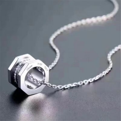 Ecroude De Cartier Diamonds Screw Pendant Necklace Silver/ Pink Gold Plated Street Fashion Women Jewelry 