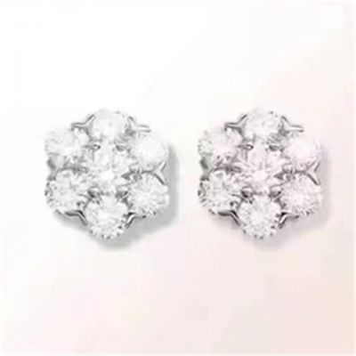 Van Cleef & Arpels Fleurette Women'S Seven Crystals Snowflake Shape Ear-Stud Birthday Gift Fine Jewelry VCARA48100