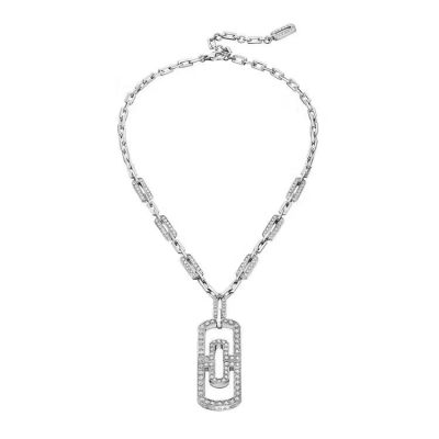 Bvlgari Parentesi Crystals Clip Pendant Chain Necklace Couple Style White Gold/Pink Gold Plated Gift 349186 CL856848