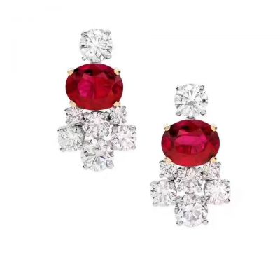 Top Selling Bvlgari Luxury Diamonds Ear-stud Ruby Party Queen Silver High Quality Fine Jewelry