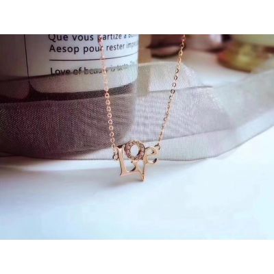 Cartier Love Letter Crystals Pendant Necklace White Gold/ Pink Gold Valentine Gift Women Jewelry