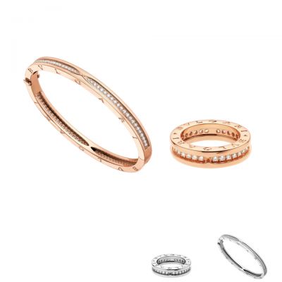 Bvlgari B.zero1 Swarovski Full Diamonds Jewelry Bracelet & Ring Packing Decent Price 