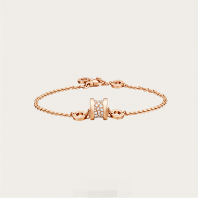 Cheap Bvlgari B.zero1 Vogue Chain Diamonds Bracelet Round Pendant BR857358 Three Gold Choice