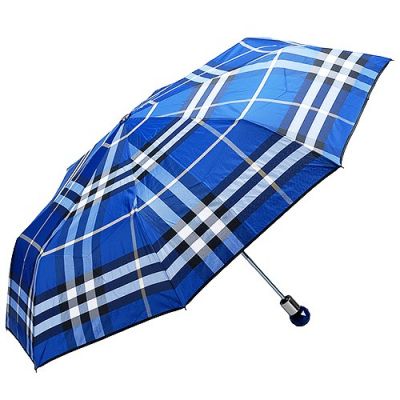 Burberry Trafalgar Blue Check Celebrities Lightweight One Touch Auto Open & Close Wind Rain Protection Folding Umbrella