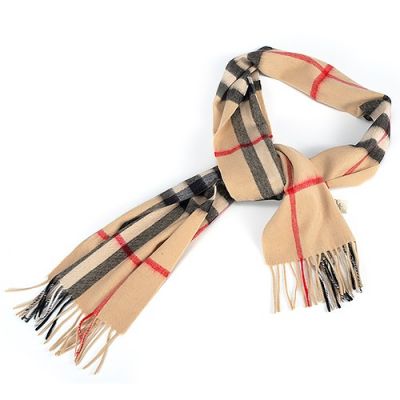 Burberry Cashmere Camel Grid Scarf Wrap Shawl For Women Winter Fall Christmas Gift