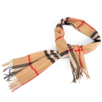 Burberry Cashmere Tan Checked Warm Classic Tassels Women Scarf Winter Birthday Gift Sale Online 40731221