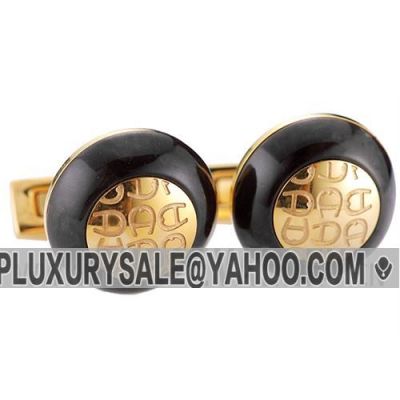 Latest Style Aigner Gold Specular Surface Carved Logo Black Wood Cufflinks Black For Casual Wear