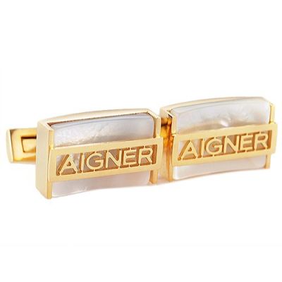2017 Hot Sale Aigner Latest Style Gold Initial Logo Cubic Business Cufflinks Best Gift For Men 