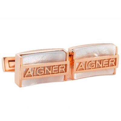 AAA Quality Aigner Rose Gold Elegant Cuboid Logo Men's Cufflinks For Formal Occasions