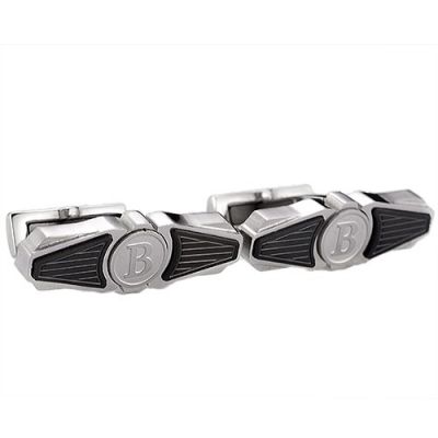 Best Quality Fake Breitling B Logo Cubic Cufflinks Black And Silver Wing Shape For Male