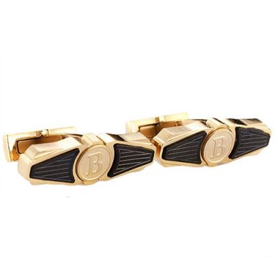 Fashionable Men's Breitling Gold And Black Logo Elegant Cufflinks With Wing Shape