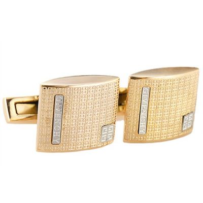 Givenchy Best Replica Raised Surface Silver Logo Elegant Style Gold Cufflinks Men