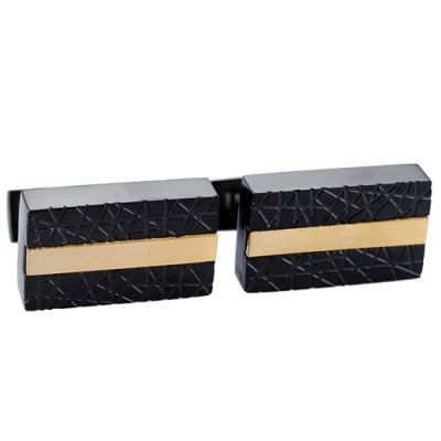 Most Popular Cartier Office Style Men's Black And Gold Engraved Cufflinks Christmas Gift