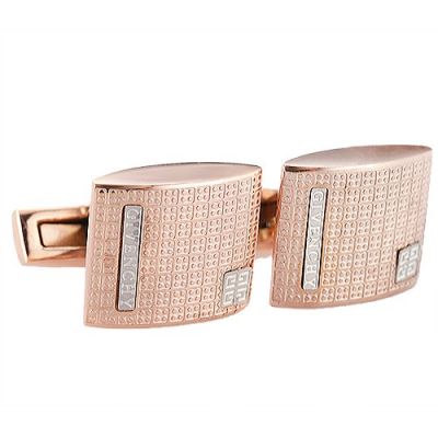 Cheapest Givenchy Silver Logo Formal Occasions Arched Surface Rose-Gold Cufflinks 
