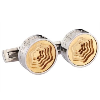 Best Christmas Gift Montblanc Stylish Gold Carved Flower-Shaped Pattern Silver Round Cufflinks 