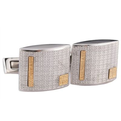Latest Style Men's Givenchy Silver Cufflinks With Gold Engraved Logo Raised Surface