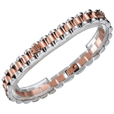Rolex President Crown Logo Rose Gold And Stainless Steel Link Bracelet Business Style For Women 