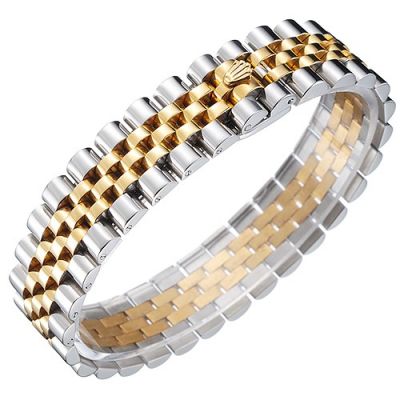 Rolex Jubilee Crown Symbol Gold And Stainless Steel Stretch Link Bracelet Businessmen Jewelry Christmas Gift