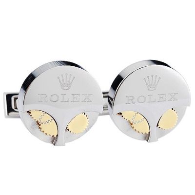 Rolex Best Selling Gold Movement Gears Sculptural Logo Silver Round Cuff Buttons