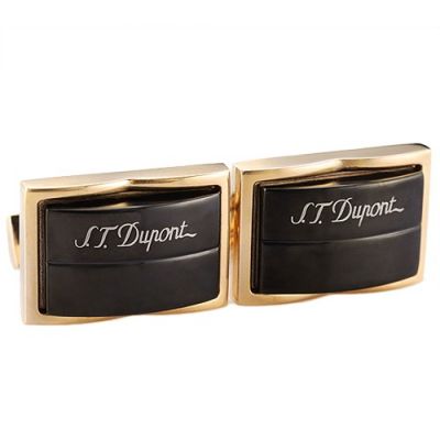Most Popular S.T.Dupont Symbol Gold Sleeve Buttons Black Raised Surface For Men