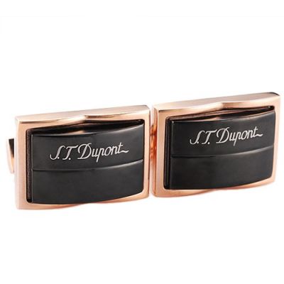 Best Christmas Gift S.T.Dupont Black Arched Surface Logo Rose-Gold Cubic Men's Cufflinks