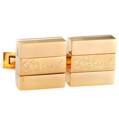 Best  Chopard Gold Cubical Cufflinks Carved Logo Center Office Style For Men
