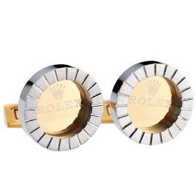 Rolex Silver & Gold Stylish Style Round Cuff Buttons Formal Occasions For Male & Female 