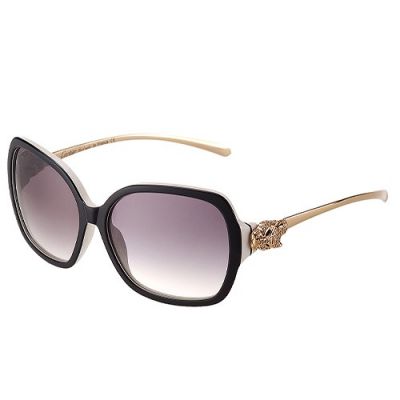 Panthere Wild De Cartier Butterfly White & Black Frame Purple Lenses Diamonds Gold-plated Panther Ornament Women Sunglasses 