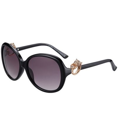 Cartier Luxury Rose Gold Panthere Ornaments Black Frame Ladies Sunglass Outdoor Sport