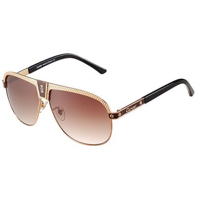 Cartier C Decor Aviator Gold Frame Logo Brown Lenses Sunglasses Street Fashion Men/Women 