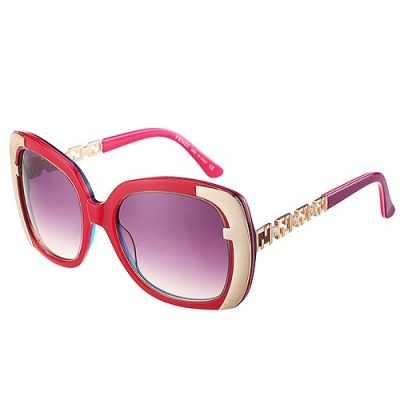 Fendi Ovsized Red & Gold Frame Luxe Hinges Womens Oval Diamonds Clone Sunglass 