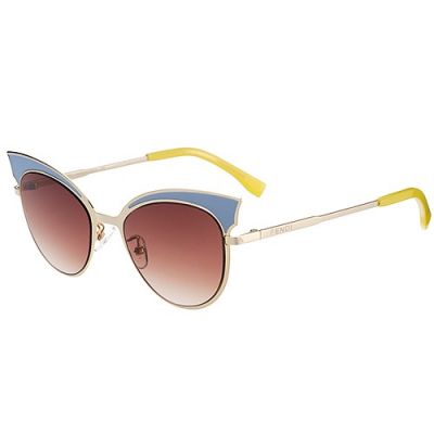 2017 New Fendi Womens Brown Lenses Eye Cat Sunglasses Yellow Temples Tips 