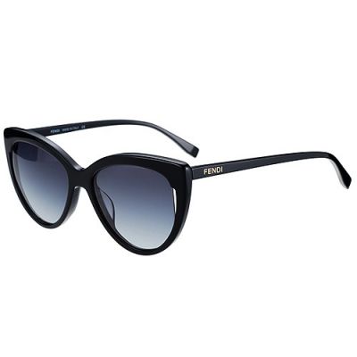 Unisex Fendi Street Fashion Black Cat Eye Shaped Sunglass Blue Lenses 