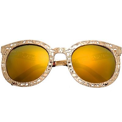 Karen Walker Gold Skeleton Frame Ladies Fashion Street Snap Yellow Sunglasses  