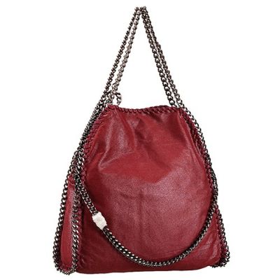 Most Popular Leather Shoulder Bag Stella McCartney Falabella Tote Dark Red Chain Straps Fabric Lining 