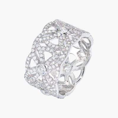 Piaget Extremely Diamonds Ring Wide Hollow Lace Design Elegant Fine Jewelry Engagement Gift US Sale G34l2C00 