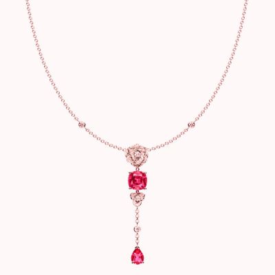Piaget Replica Rose Necklace 2 Cushion-Cut Pink Tourmaline Wedding Jewelry G37U8700 