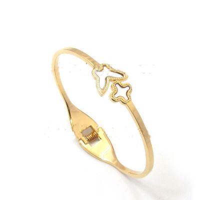 Van Cleef & Arpels Lucky Alhambra Two Butterfly Bangle  Three Colors Available USA Sale