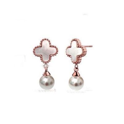 Van Cleef & Arpels Sweet Alhambra Clover Mother-of-pearl Drop Earrings Replica Party Style