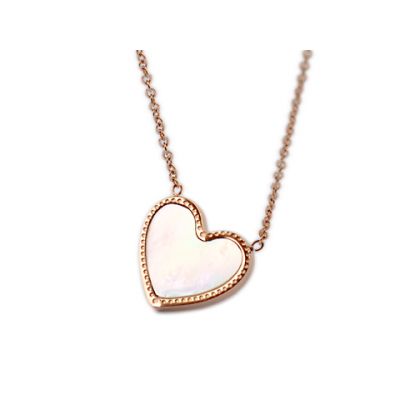 Van Cleef & Arpels Sweet Alhambra Heart Mini Pendant Necklace Replica Pink Gold For Sale  