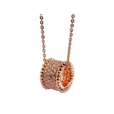 Van Cleef & Arpels Perlee Pendant Necklace  18kt Pink Gold With Paved Diamonds