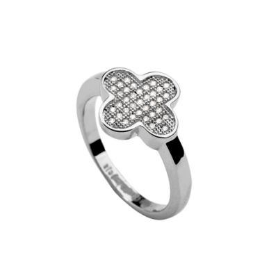Van Cleef & Arpels Perlee Clover Collection Diamonds Ring  18kt White/Yellow Gold Jewelry Sale Australia 