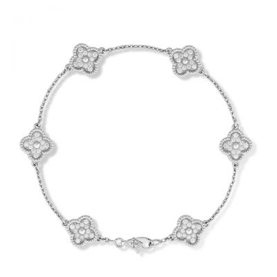 Van Cleef & Arpels Sweet Alhambra 6 Motifs Bracelet  White Gold Diamonds VCARO85700