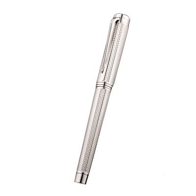 Bvlgari Logo Finial Silver Highlights Enhanced Horizontal Grooved Cutwork Ballpoint Pen For Sale Online 