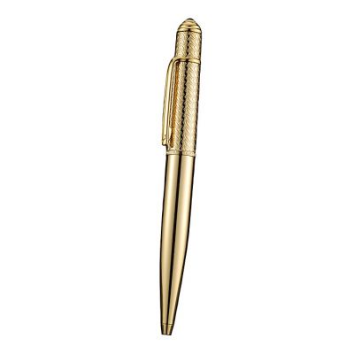 Cartier Fully Carving Upper Tube Luxury Yellow Gold Ballpoint Pen For Businessman Online  