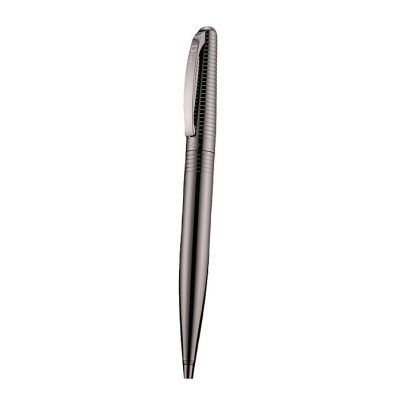 Christian Dior Popular Horizontally Grooved Dark Grey Easy Flow Ballpoint Pen With Logo Clamp Ring 
