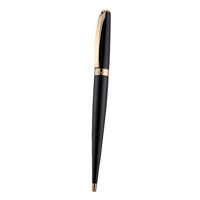 Classic Christian Dior Black Lacquer & Rose Gold Ballpoint Pen With Logo Clip  